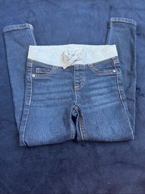Dark Blue Girl's Jeans with Gray Waistband Size 6/6x